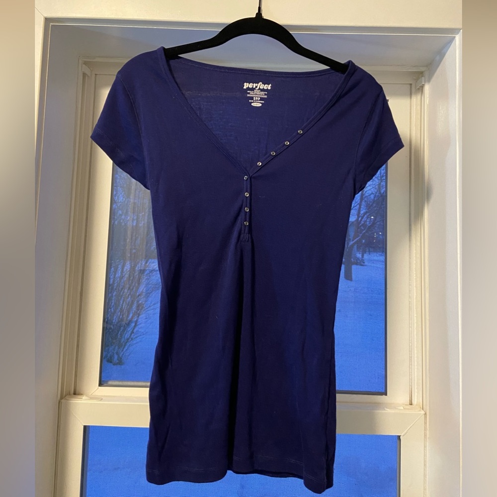 Old navy blue button down short sleeve - SZ small